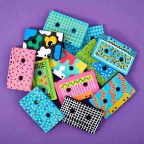 colorful cassette tapes 
