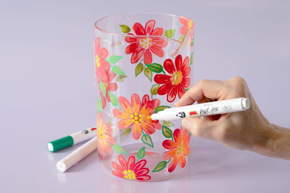 Floral Glass Pitcher