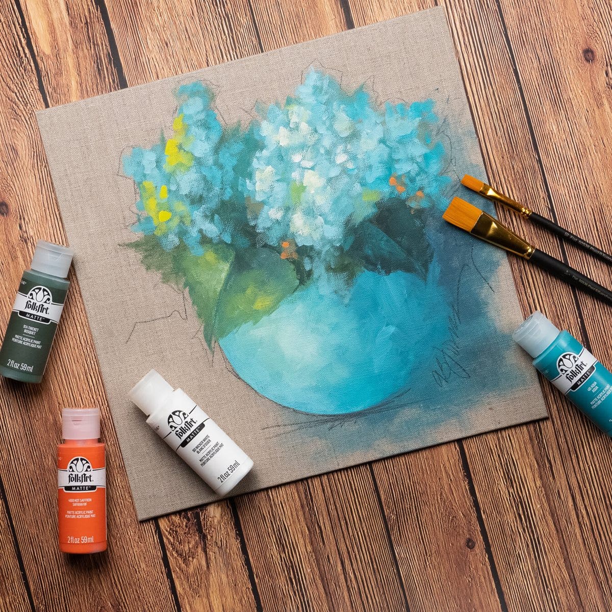 Aqua on Aqua Floral Painting