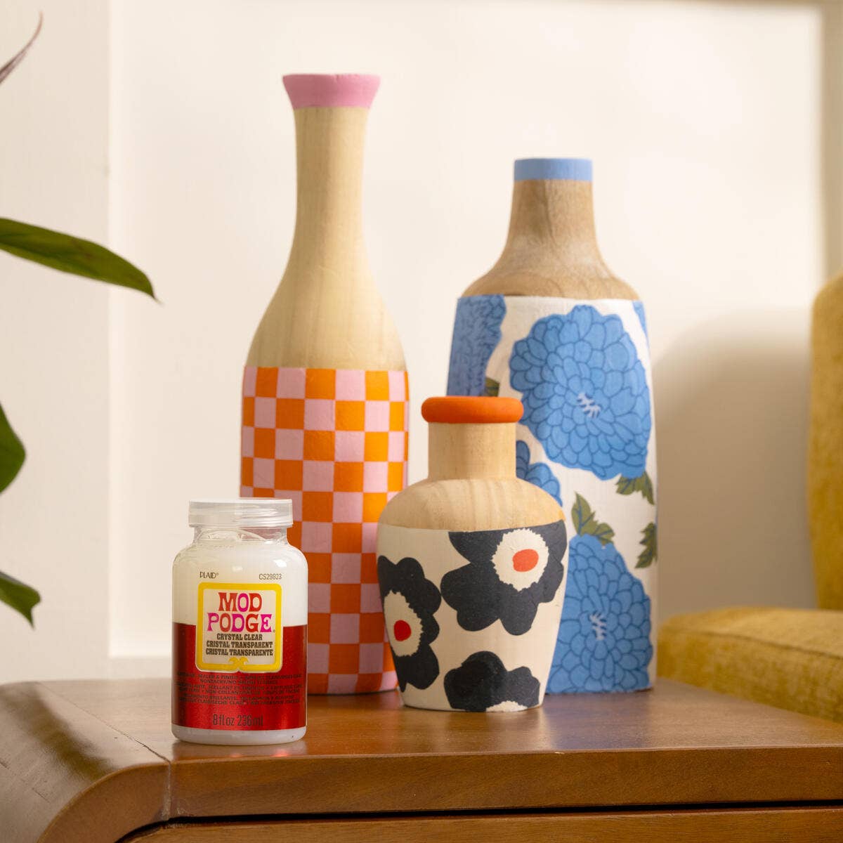 Painted & Decoupaged Wooden Vases